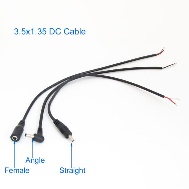 100pc 30cm/1FT DC Power Cable 3.5mmx1.35mm DC Tip Male/Female Cable Pigtail Wire