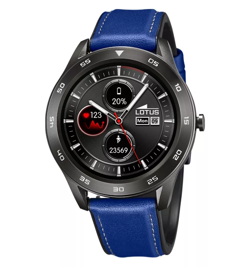 MENS LOTUS 50012 2 IOS ANDROID BLACK LEATHER ORIGINAL SMART WATCH NEW