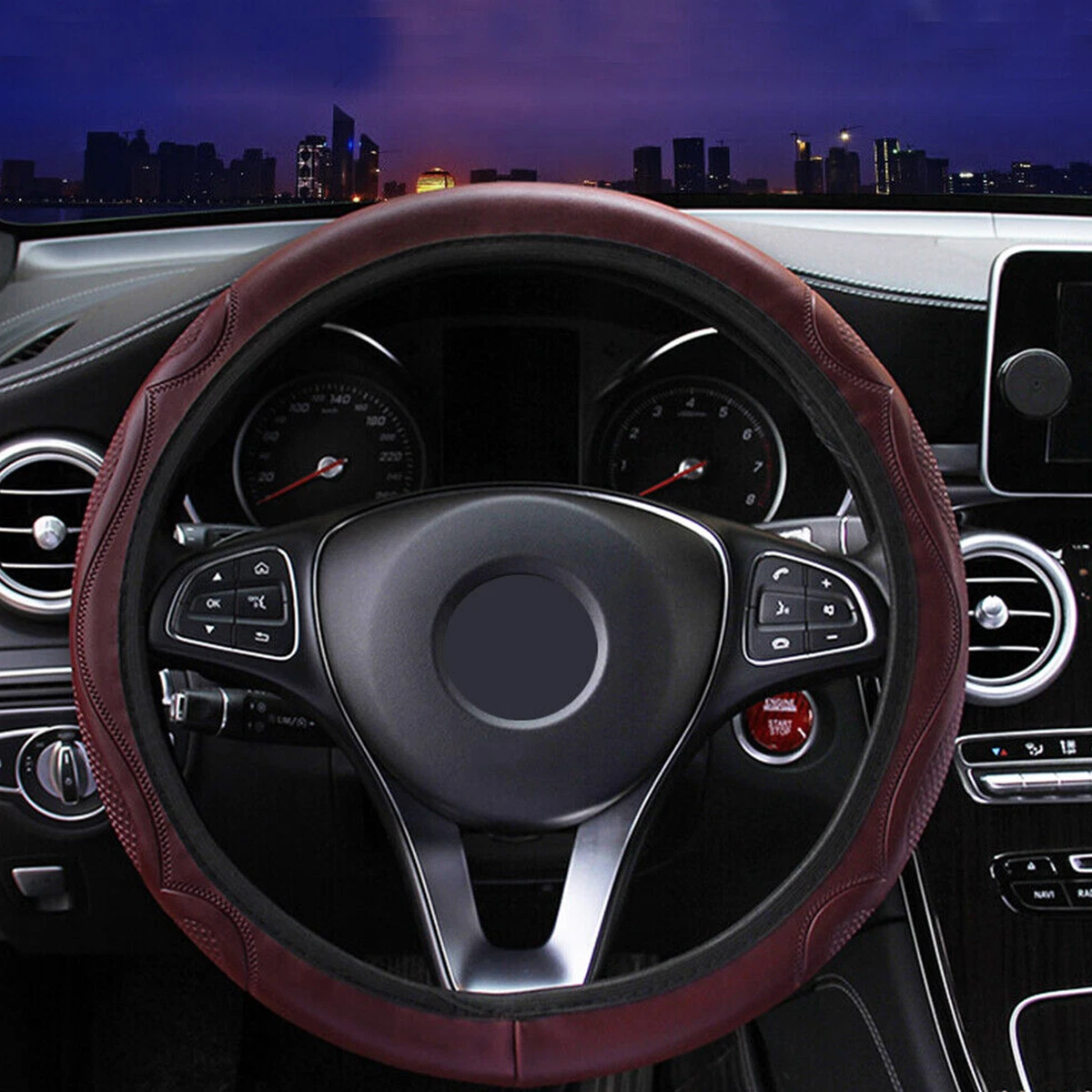 Wine red steering wheel cheap cover