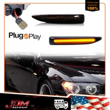 1 Pair Smoked Lens Front Side Marker Amber LED Lamps For 2002-2008 BMW 7 Series