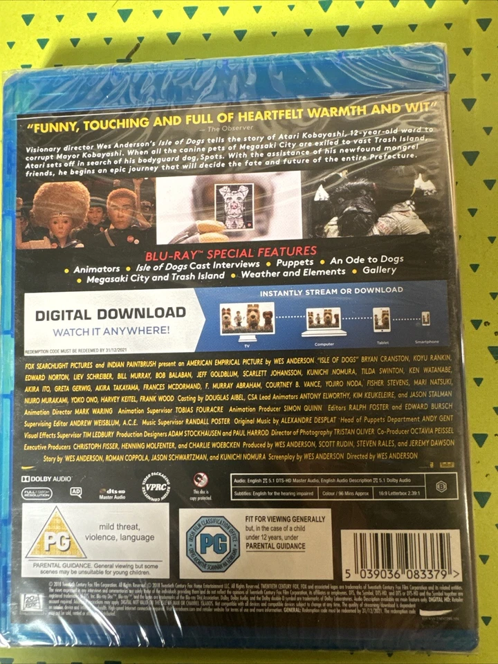 Isle Of Dogs NEW SEALED BLU RAY - Image 2 of 2