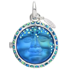Kirks Folly Love Never Dies Mystic Seaview Moon Locket Open Ring Charm - sst