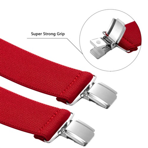 Buyless Fashion Suspenders Mens - 48" Elastic Adjustable Straps 1 1/4" - X Shape - Picture 30 of 91