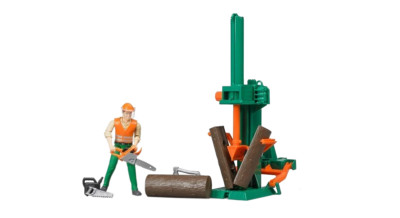 New Bruder Toys Bworld Logging Set w/ tools & Man 62650