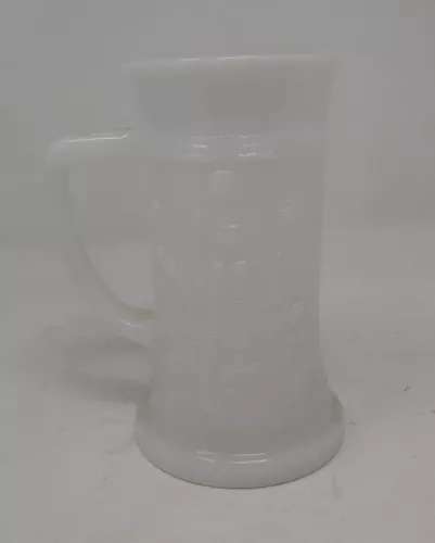 Vintage Federal Milk Glass Stein Pub Scene Mug Tankard  