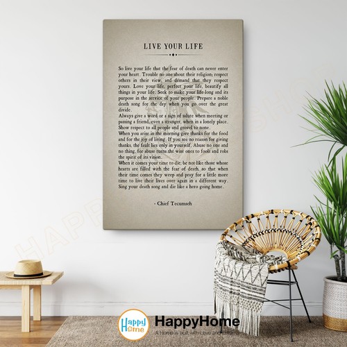 Chief Tecumseh Poem Quote Live Your Life Motivational Inspiration Wall Art -P519 - Picture 4 of 16