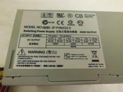 IP-P460Q3-2 CLONE POWER SUPPLY ATX 20+4,  PCIE 6PIN, 4 + 8 PIN, SATA, MOLEX, BER