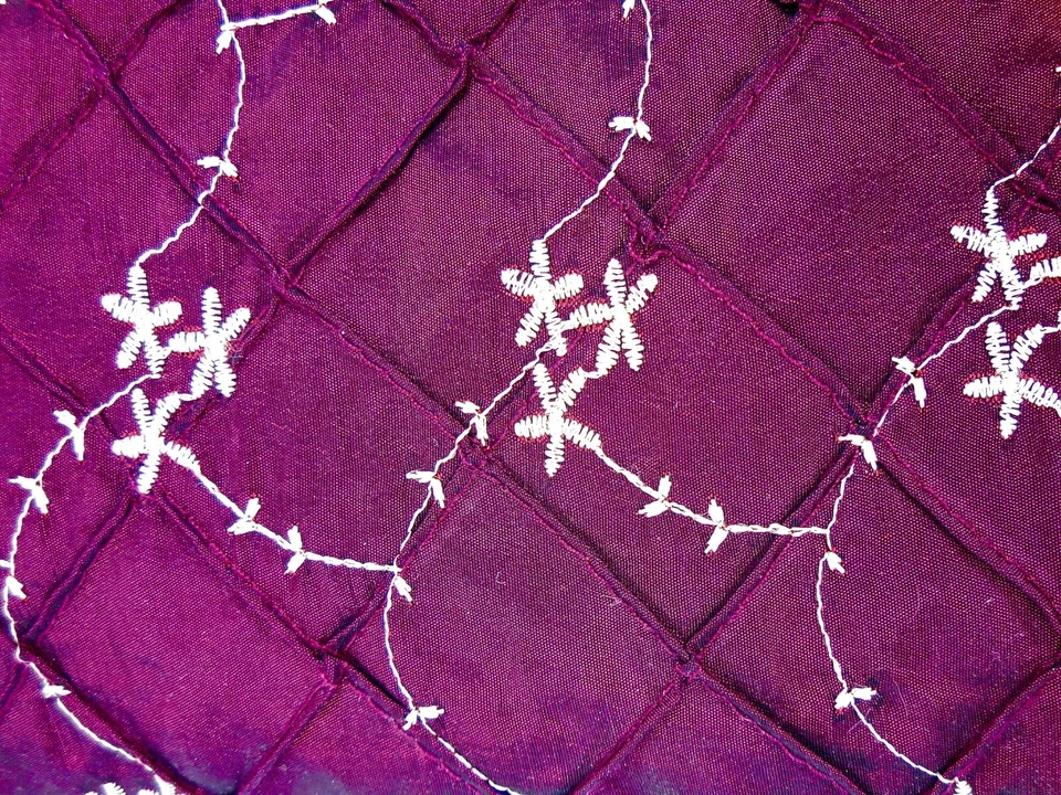 Purple Embroidered White Flowers Fabric,Polyester,Raised Squares,2.6 Yds.Jo-anns - Image 2 of 3