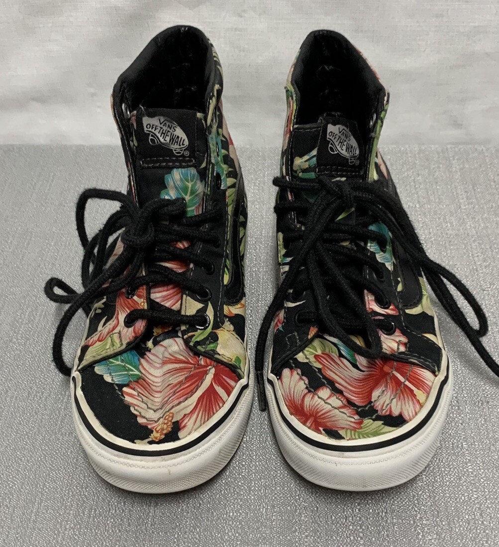 VANS Off the Wall Sk8-Hi Black Hawaiian Floral Flowers High