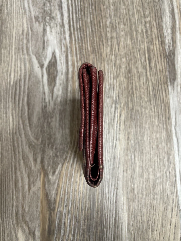 Vintage Burberry Bifold House Check Canvas Burgundy Leather Trim Wallet - Image 4 of 4