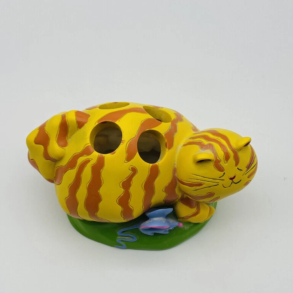 Soporte para cepillo de dientes Tiger Stripe Cat - amarillo, naranja Foto 2 de 4