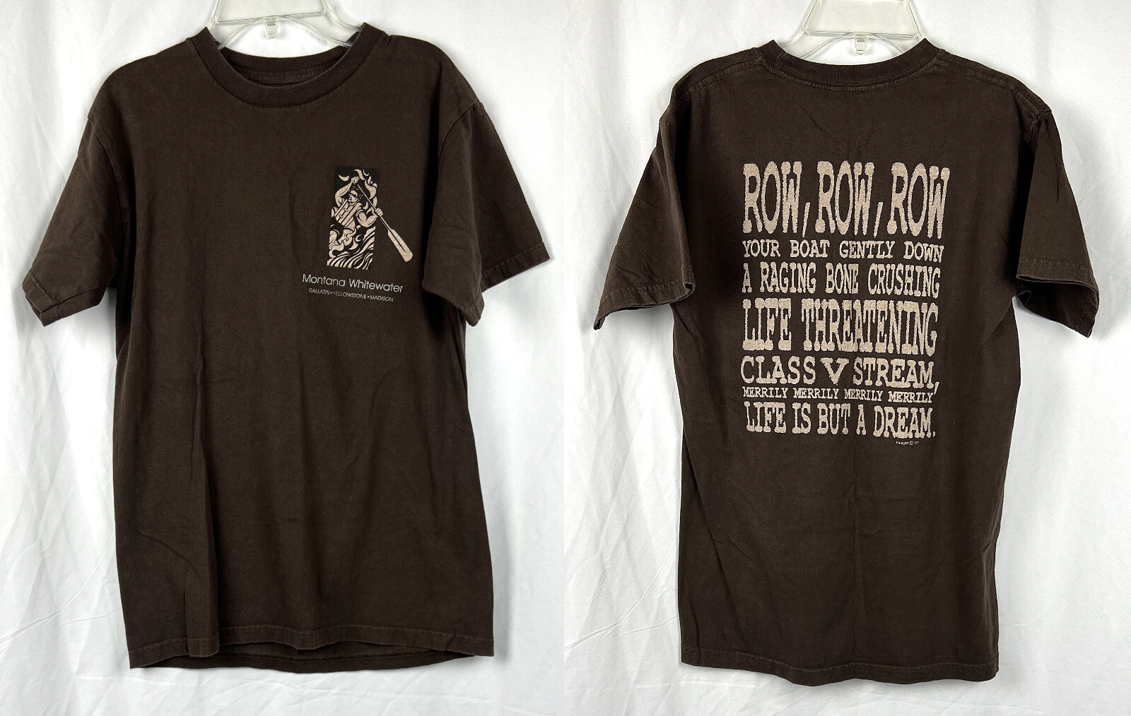 Maglietta Vintage 1997 Montana Whitewater Rafting Fila Fila La Tua Barca Marrone S S S