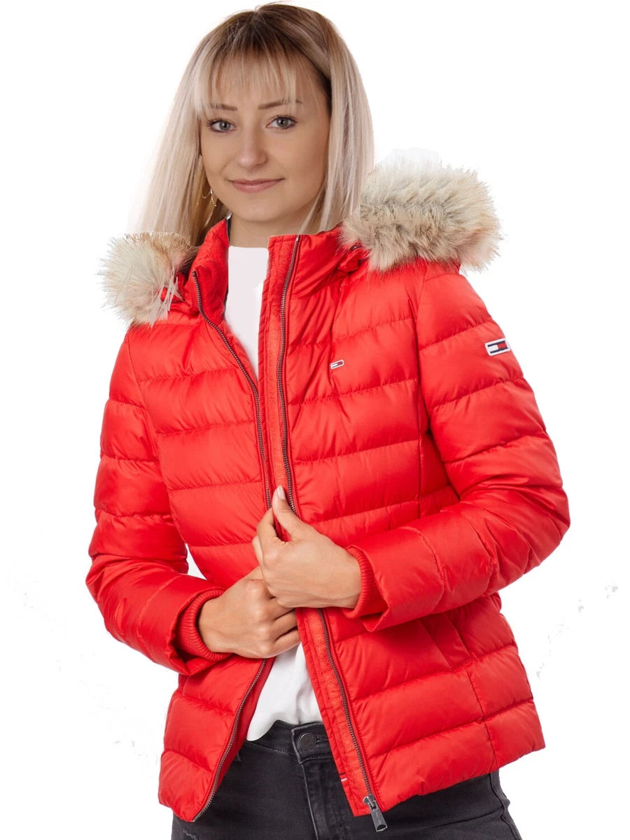 Tommy Hilfiger Essential Hooded Ladies Down Quilted Jacket Red | eBay