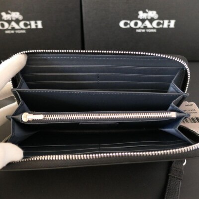 COACH X Peanuts C4603 Long Zip Around Wallet Blue Leather Snoopy