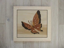 Butterfly wood wall art, baby wall decor, marquetry, wood inlay, wood art panel 