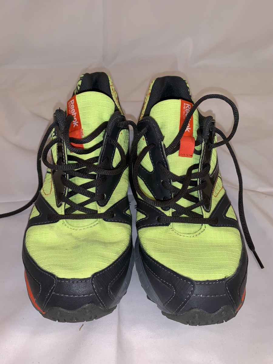 Reebok Mens 8 Zigtech Neon Yellow Black Orange Running Shoe V53461