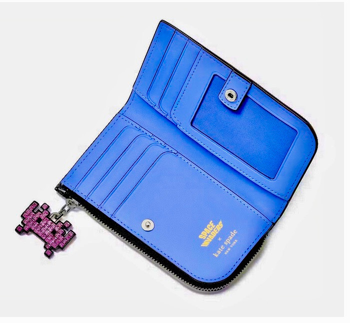Kate Spade X Space Invaders Glitter Patent Small Slim Wallet