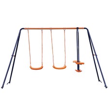 Garden Kids Children Outdoor Double Swing Set Stand A-Frame Playground Toys Gift