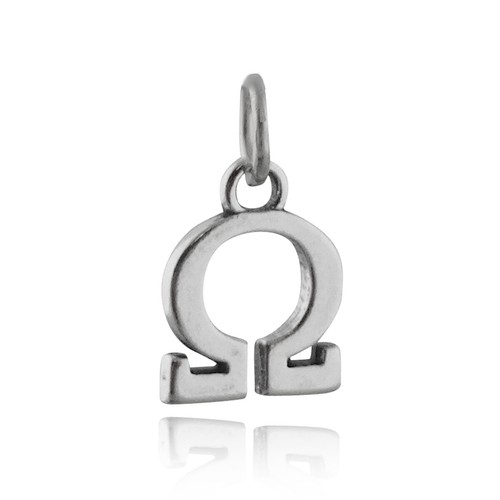 Omega Greek Letter Charm - 925 Sterling Silver Alphabet College Sorority Pendant - 第 1/3 張圖片