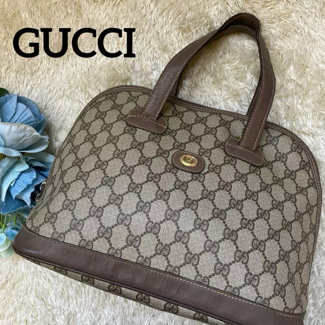 Sac à main Gucci demi lune GG cuir PVC beige 12