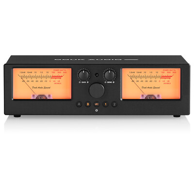 2-Zone Speaker/Amplifier Selector Box with Dual Analog VU Meter Audio Switcher 