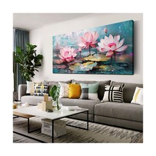 Pink Wall-Art - Botanical Wall Art for Living Room Large Size - Wall Decor fo...