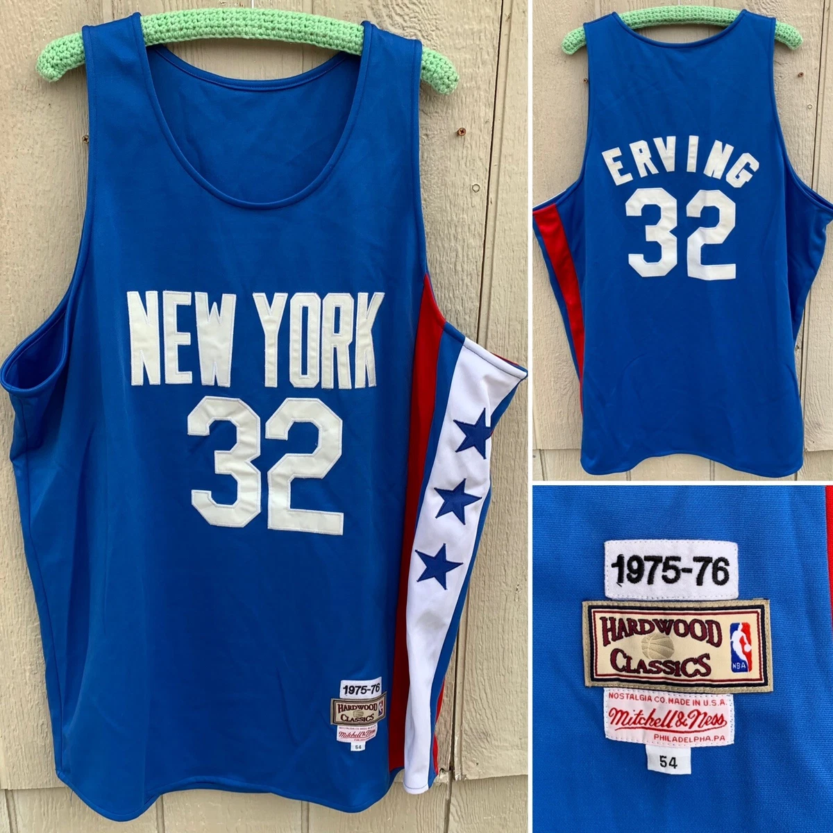 Men's Mitchell & Ness Julius Erving Blue New York Nets Hardwood Classics  Authentic Jersey