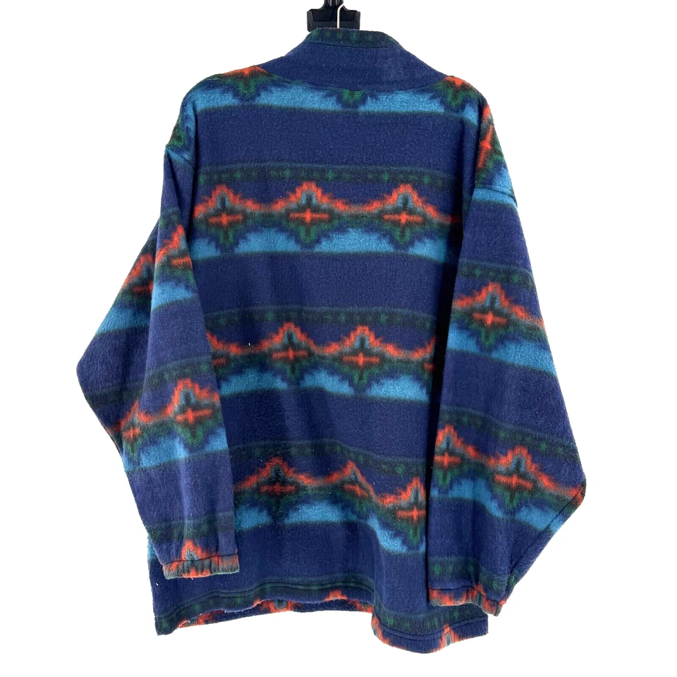 Chaqueta Pullover Vintage Denim Express Azteca Polar 1/4 Cremallera Talla XL Azul Occidental Foto 2 de 4