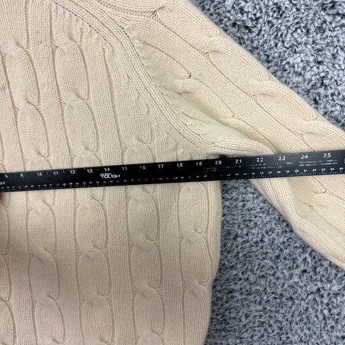 Abercrombie & Fitch Sweater Mens Medium Ivory Wool Cashmere Cable Knit Adult M - Picture 10 of 10