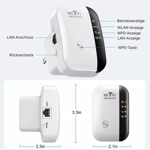 WLAN Repeater WiFi Extender Signal Verstärker Verstrker 300Mbps 2.4GHz Router DE - Zdjęcie 2 z 14