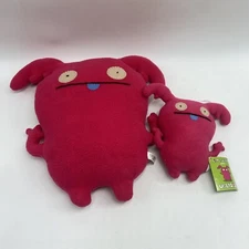 (2) 2009 Pink Uglydoll  UGLY DOLLS Uppy 13"  & 7" Plush Stuffed Animal