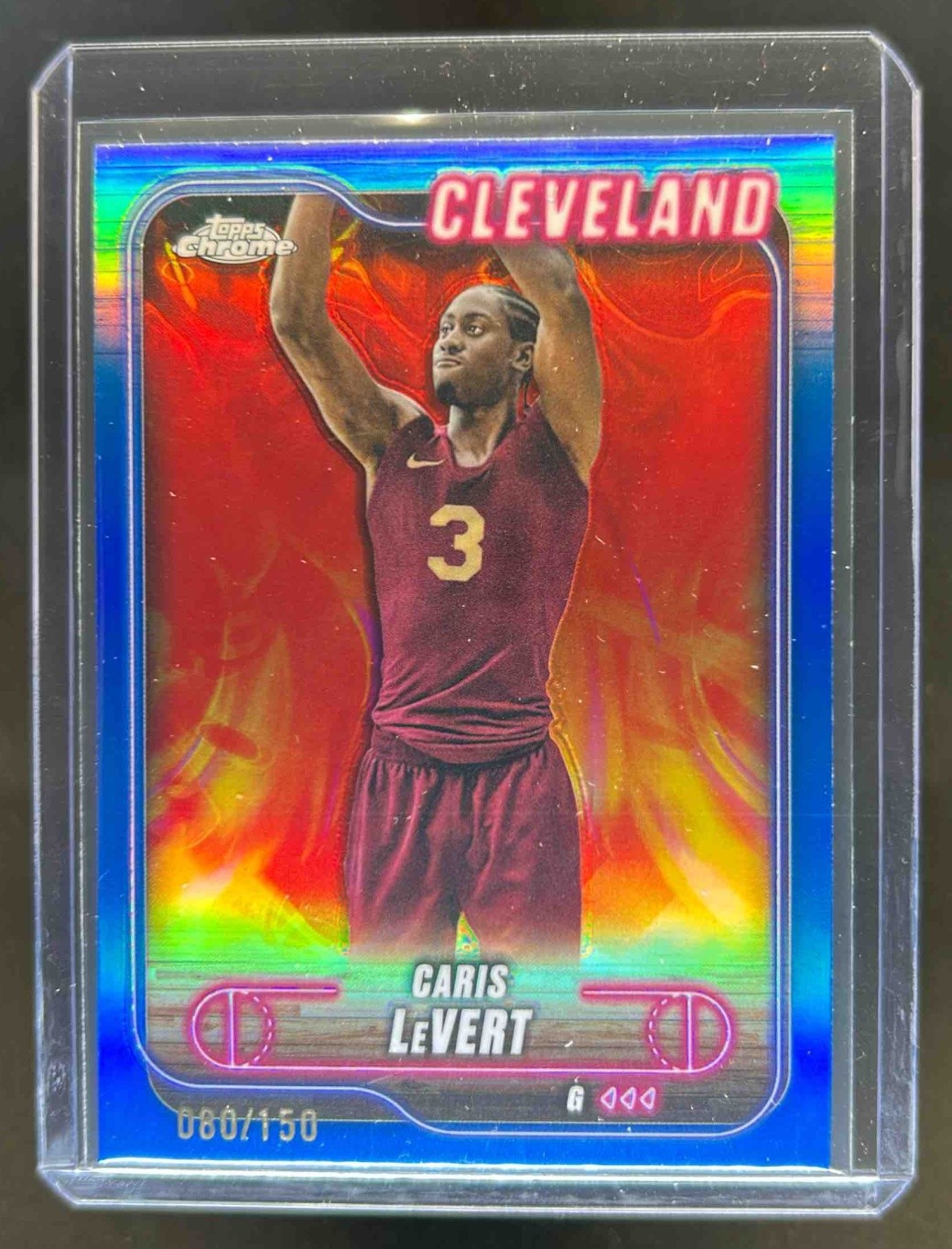 2024-25 Topps Chrome Caris LeVert Blue Refractor #80/150 Cavaliers