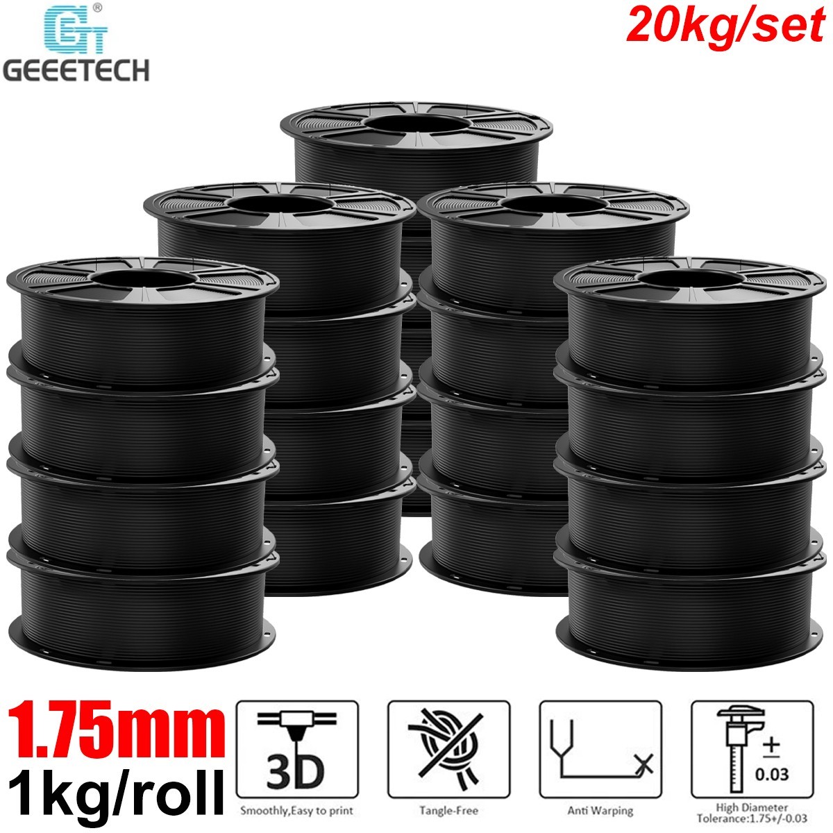20 kg Geeetech 1,75 mm PLA filamento stampante 3D 1 kg/rotolo nero filamento PLA DE
