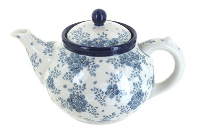 Blue Rose Polish Pottery Blue Fleur Medium Teapot