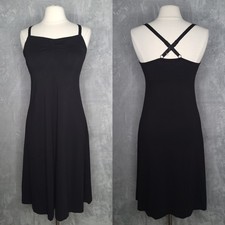 UNIQLO Black Camisole Dress Size XL Knee Length Built-In Bra Modal Cotton