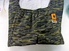 NWT Carhartt green camo sweatpants, youth L, cotton blend, pockets