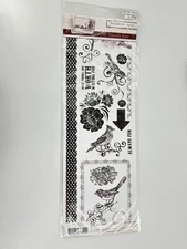 Meadowlark My Mind's Eye Rub Ons Birds Floral 6x12 Sheet