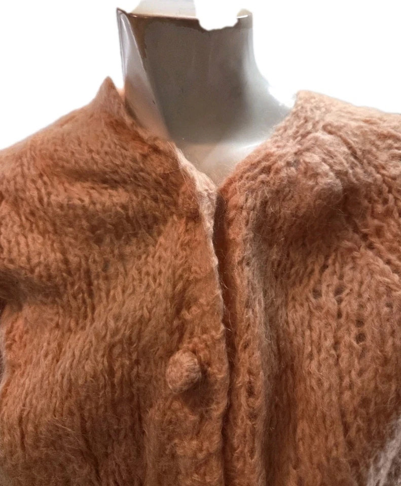 Suéter para mujer Joyce Sportswear 38 vintage rosa mohair tejido cárdigan Foto 3 de 4