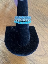 Set of three beautiful 925 sterling silver rings with blue and clear stones