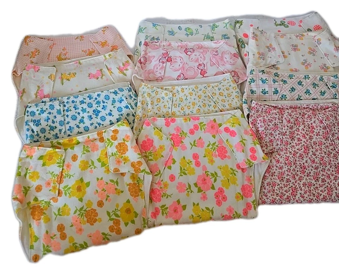 Vintage Handmade Flannel Toddler Diapers-12