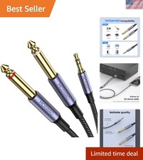 Professional 6.6FT Audio Splitter Cable - 3.5mm TRS to Dual 1/4 - Plug and Play