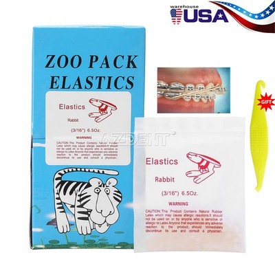 5000pcs/box Dental Ortho Zoo Pack Elastics Latex Rubber 6.5 OZ 3/16 Rabbit
