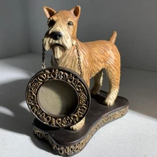 Vintage Porcelain Schnauzer Terrier Picture Frame Figurine Statue Sculpture