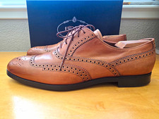PRADA Men’s Brown Leather Brogue Lace-Up Oxford Dress Shoes Round Toe US 13