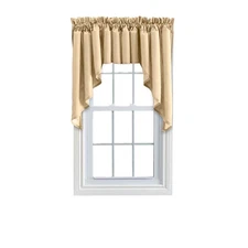 Ellis Stacey Solid Color Window 3" Rod Pocket Lined Swag Set Almond