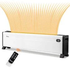 40'' Electric Baseboard Heater, White, 700/800/1500W with Remote Control & Timer
