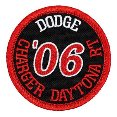 2006 Dodge Charger Daytona RT Embroidered Patch Black/Red Iron-On Sew-On Hat Bag