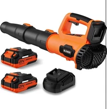 Leaf Blower, 21V Cordless Electric Blower with 2 2.0Ah Batteries and 1 Hour Fast