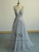 Boho leaf lace wedding dress wedding dress gray 32-60 straps n.measurement backless