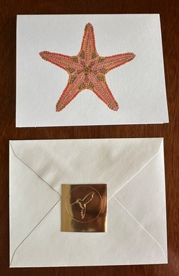 Isabelle Brent Art PAPYRUS Small Note Greeting Card Gold Foil Sticker Starfish